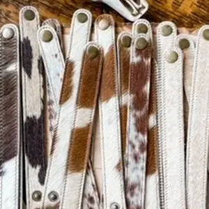 Cowhide Bracelets Hair On Cowhide Genuine Leather Brown Cream